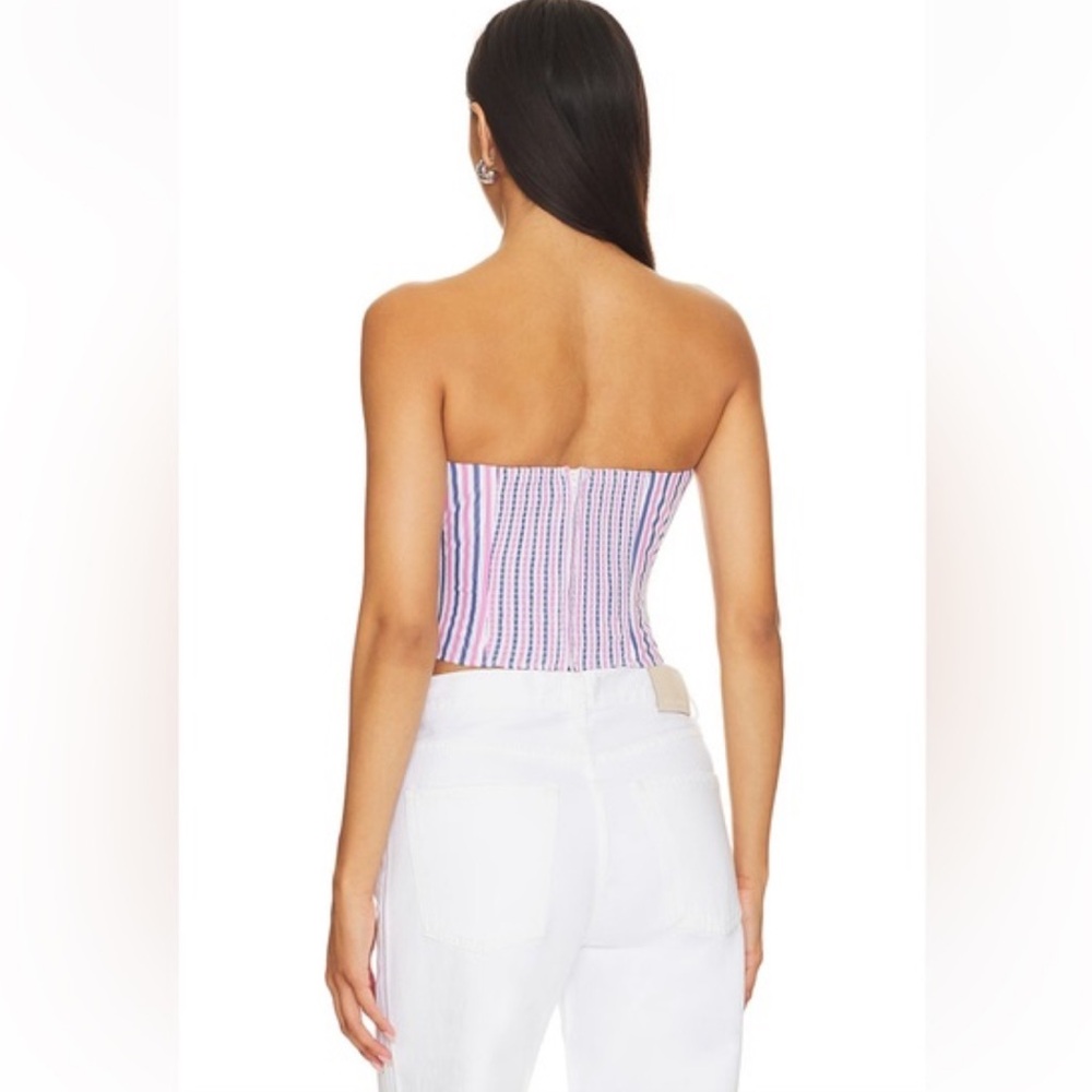 16. FAVORITE DAUGHTER Striped Strapless Top - Pink and Blue - Picture 3 of 3